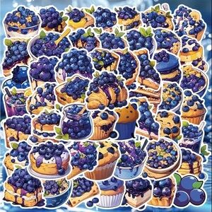 Blueberry Dessert Sticker Set of 55 Cake Muffin Scone Cupcake Pie French Toast